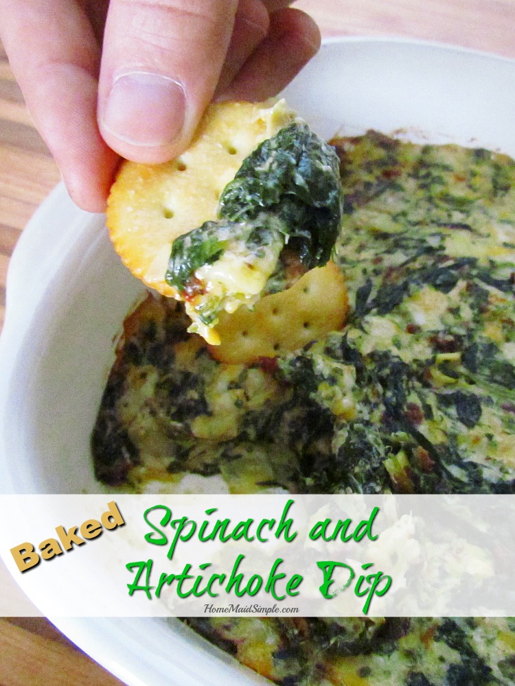 Baked Spinach and Artichoke Dip for your Super Bowl party!