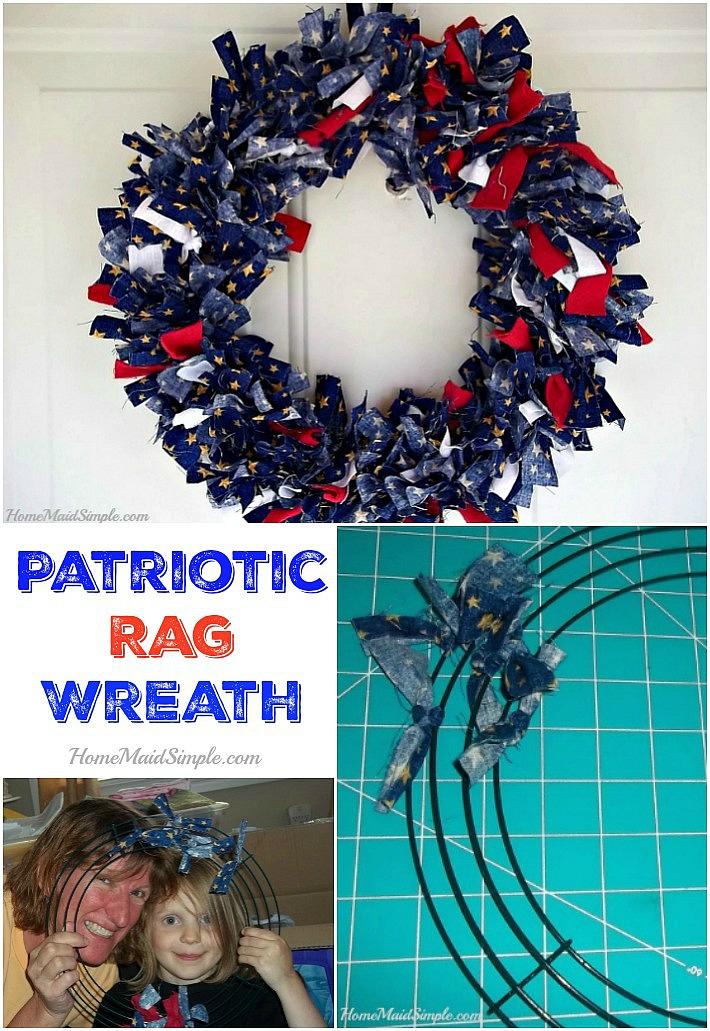 Share your countries pride with a Patriotic Rag Wreath. So easy the kids can help out!