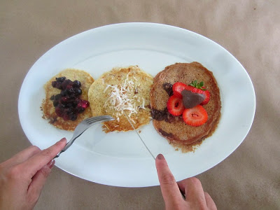 Biggest Loser Oatmeal Pancakes Three Ways - A healthy and protein packed breakfast. Click through to watch the video recipe.