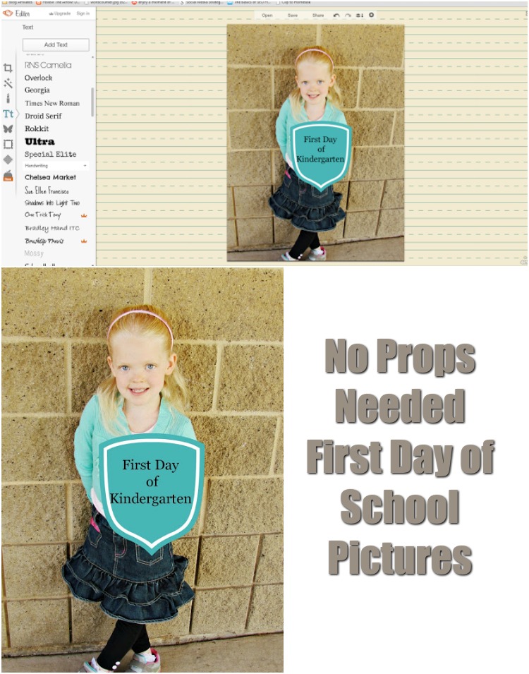 Turn your First Day of School Pictures into a memory without props! All you need is Picmonkey. ad