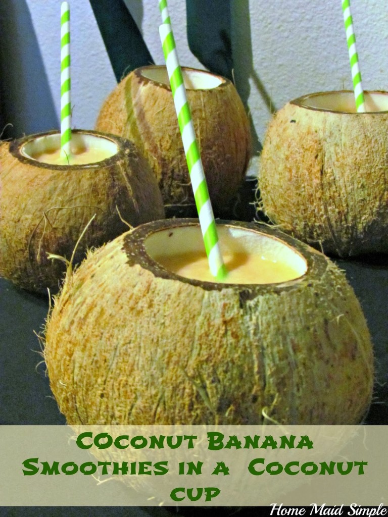 Coconut Banana Smoothies in a Coconut Cup for any Jungle Book party #JungleFresh #shop