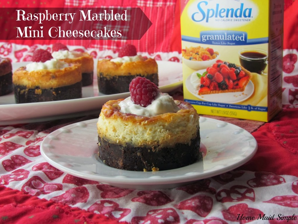 Raspberry Marbled Mini Cheesecakes with Splenda No Calorie Sweetener #Moms4JNJConsumer #ad