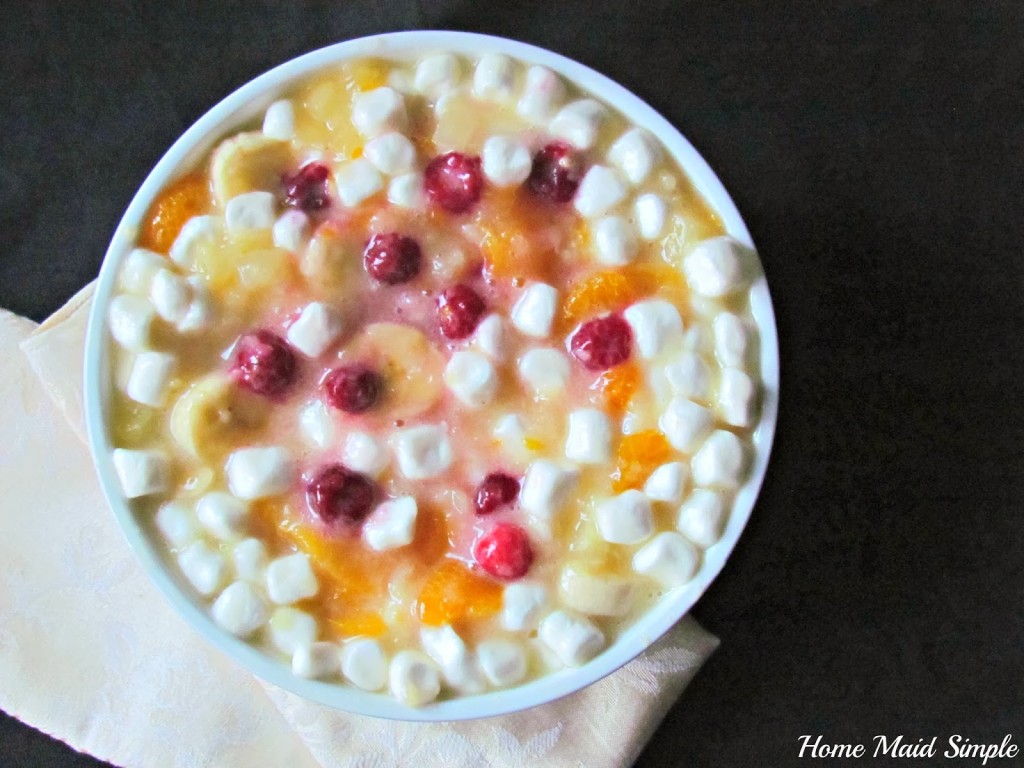 The marshmallows add an airy texture to this Tropical Salad from Home Maid Simple