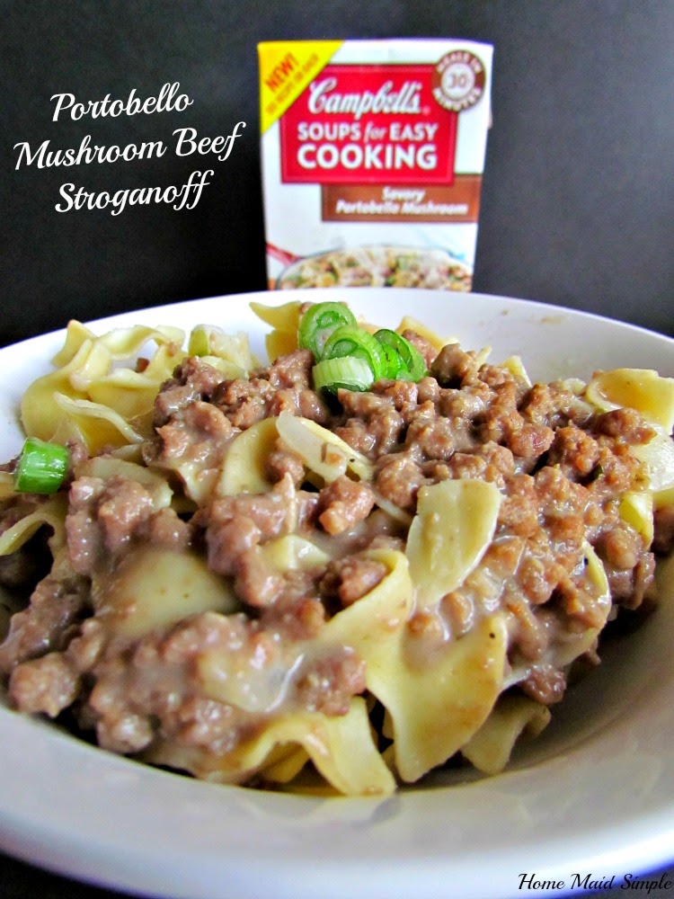 Portobello Muhsroom Beef Stroganoff with Campbells Soups for Easy Cooking #WeekNightHero #Ad