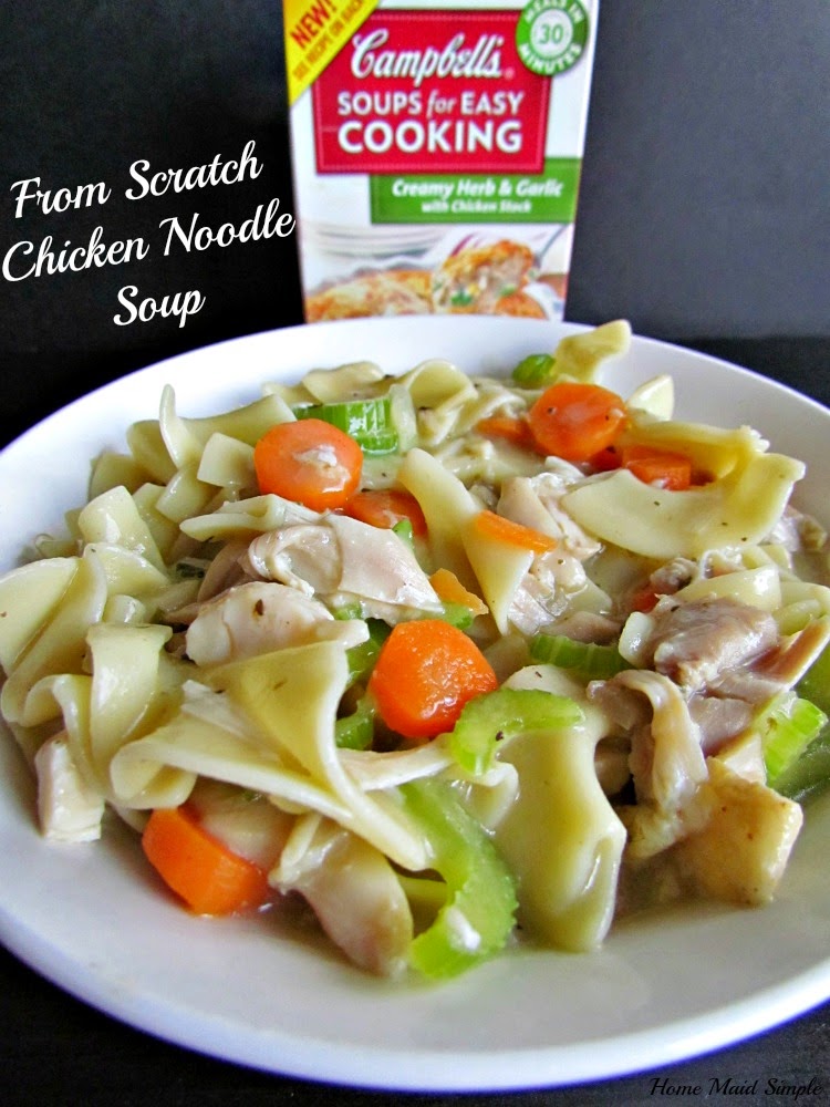 From Scratch Chicken Noodle Soup with Campbells Soups for Easy Cooking #WeekNightHero #Ad