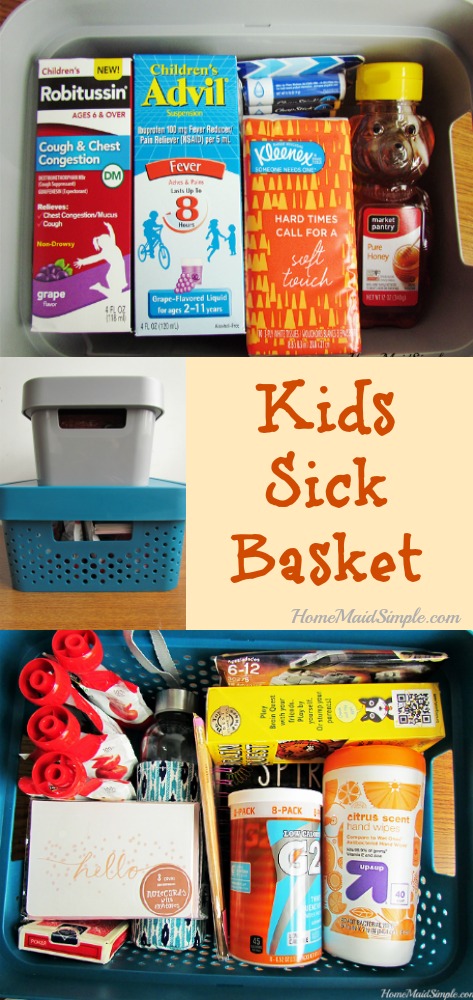 Put together a Sick Kids Basket for those days they just don't feel good, but don't want to sit on the couch.