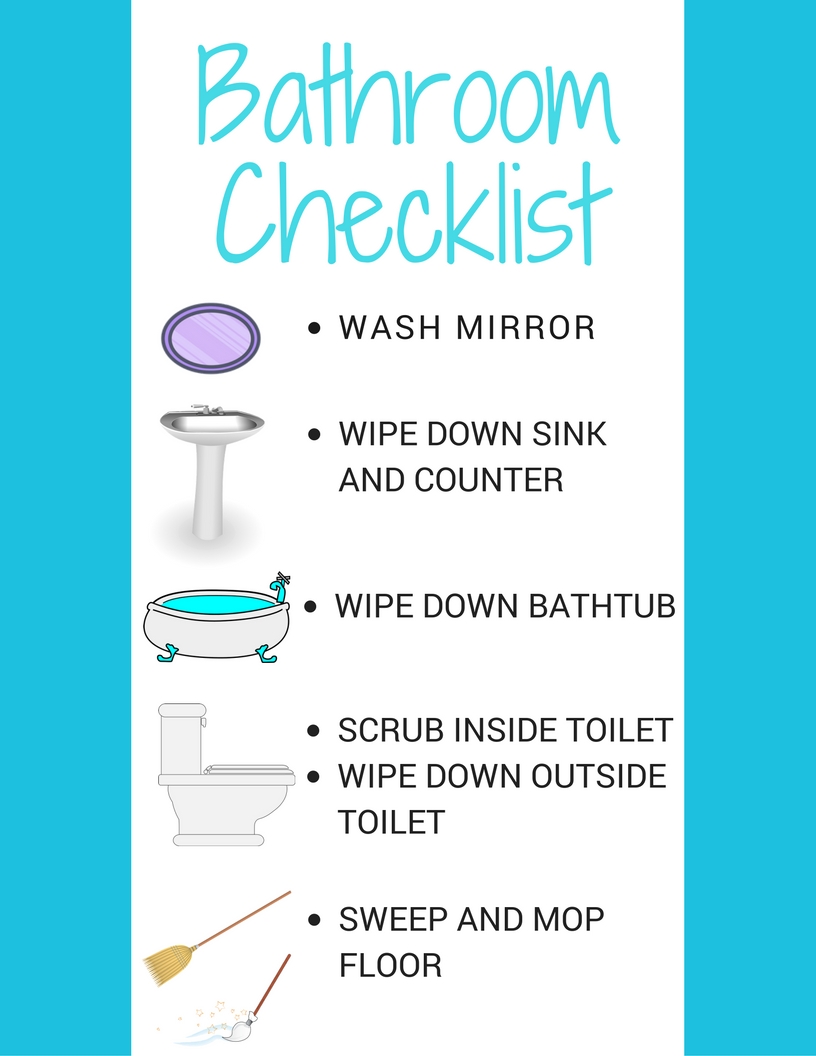 Download this FREE Printable Bathroom Cleaning Checklist for kids! Laminate it for a wipeable surface to use over and over again. #ScrubTheMess #ad