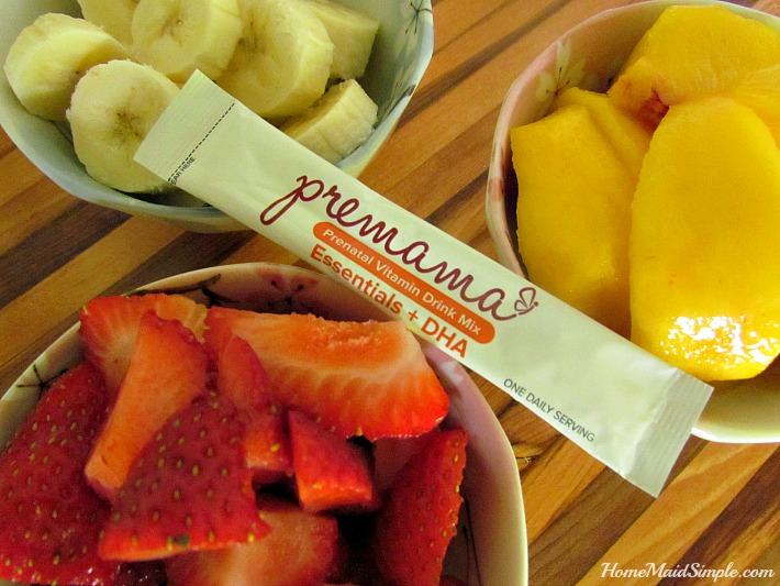 Add Premama Vitamins and some fruit in a blender to get all your pregnancy needs. ad