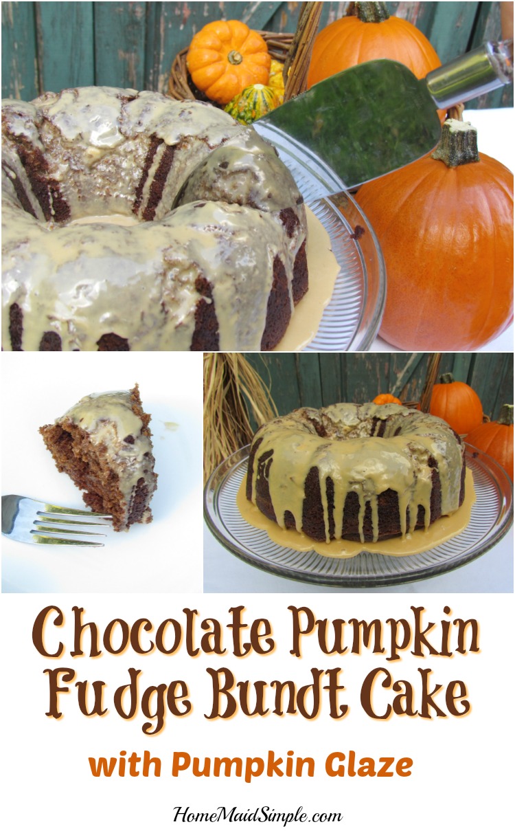 Chocolate Pumpkin Fudge Bundt Cake with Pumpkin Glaze recipe