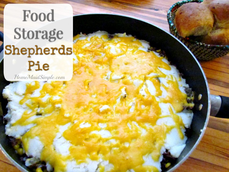 Food Storage Shepherds Pie is made completely with items from your food storage.