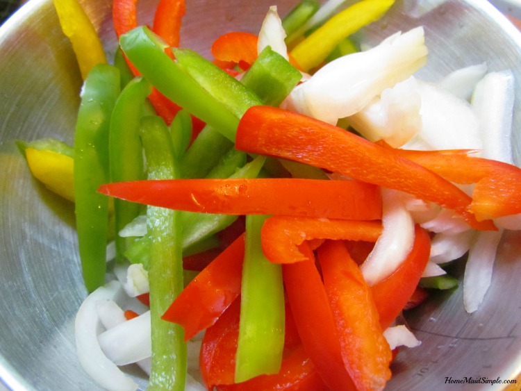 It's not a fajita without a colorful mix of peppers and onion.