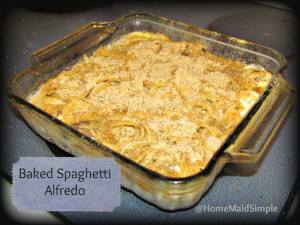 Baked Spaghetti Alfredo turns leftovers into another family favorite recipe.