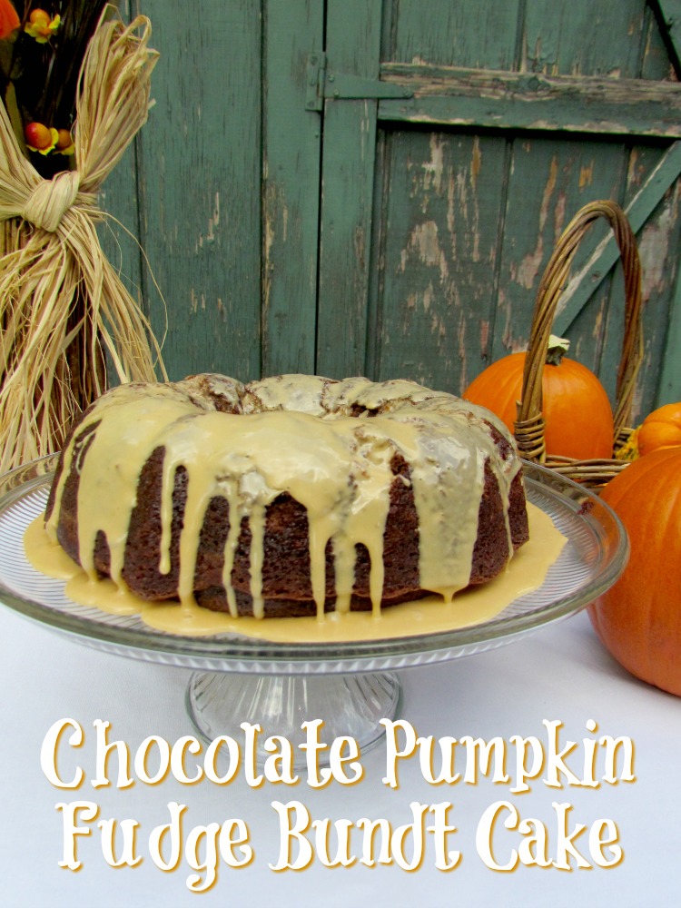 Chocolate Pumpkin Fudge Bundt Cake with Pumpkin Glaze