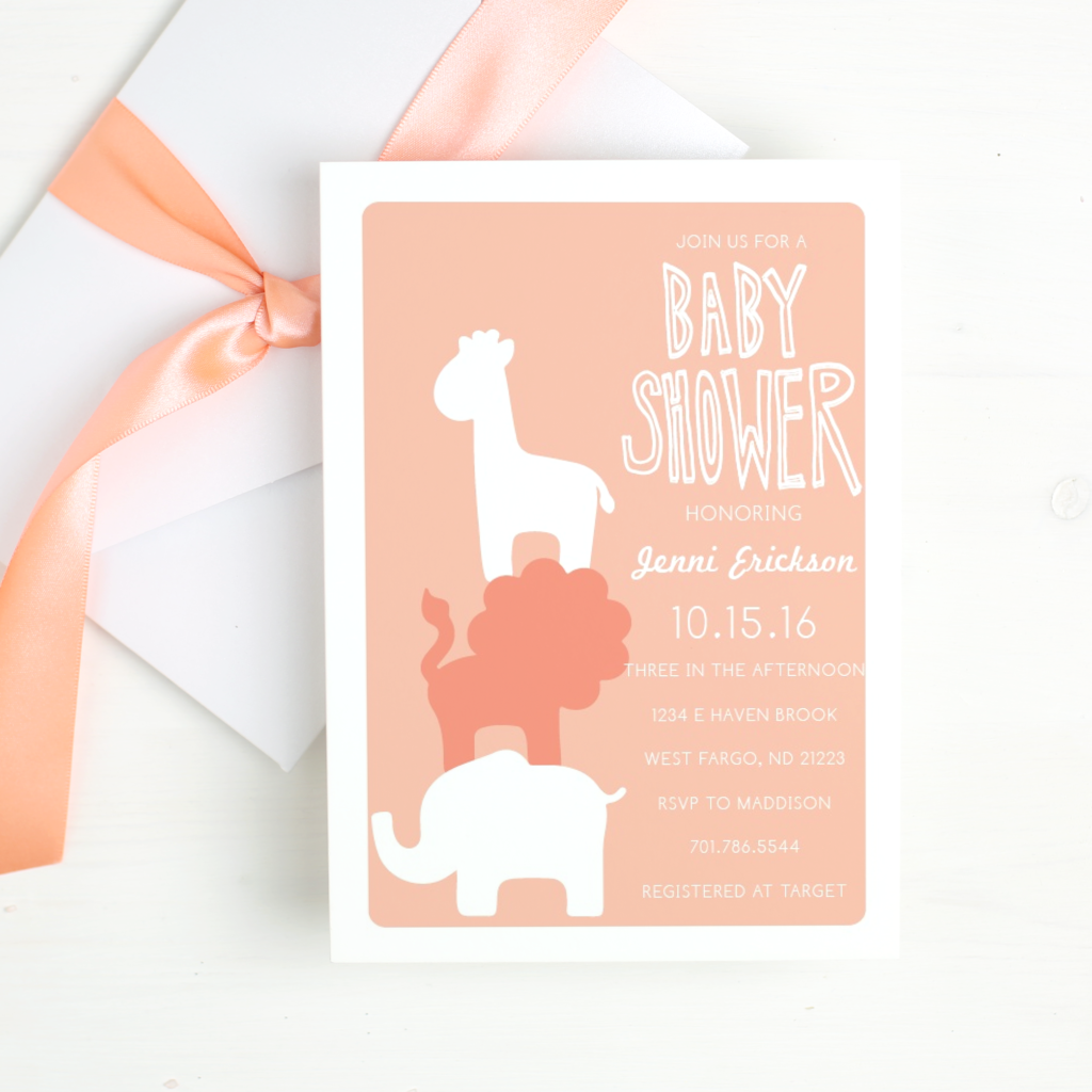 pink elephant baby shower invitations