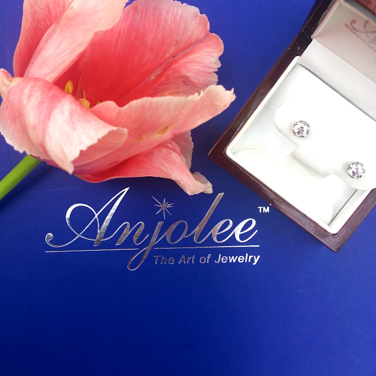 Anjolee Diamond Stud Earrings for Mothers Day